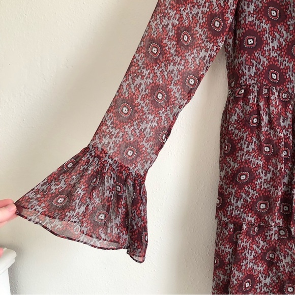 100% Silk Cinq á Sept Jasmine Floral Ruffle Fringe Dress - Picture 11 of 14